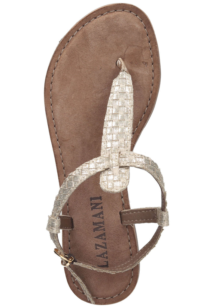 Lazamani Zehensteg Lederimitat/Textil Gold