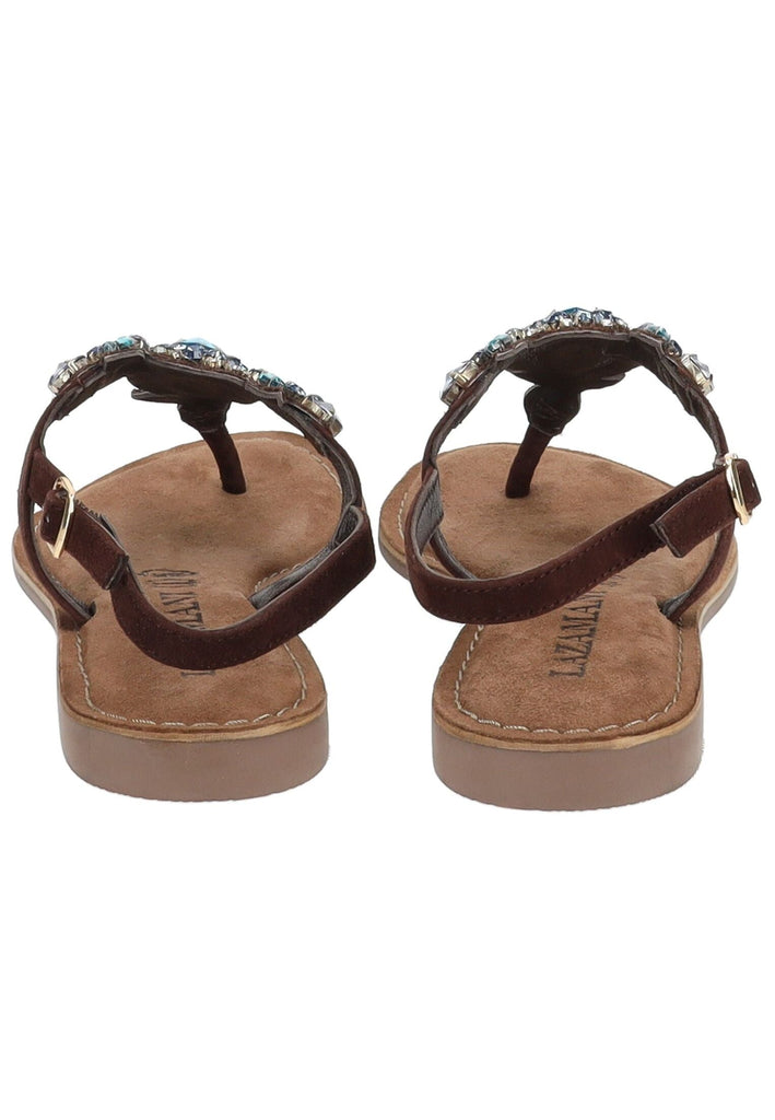 Lazamani Zehensteg Veloursleder/Textil Blau/Braun