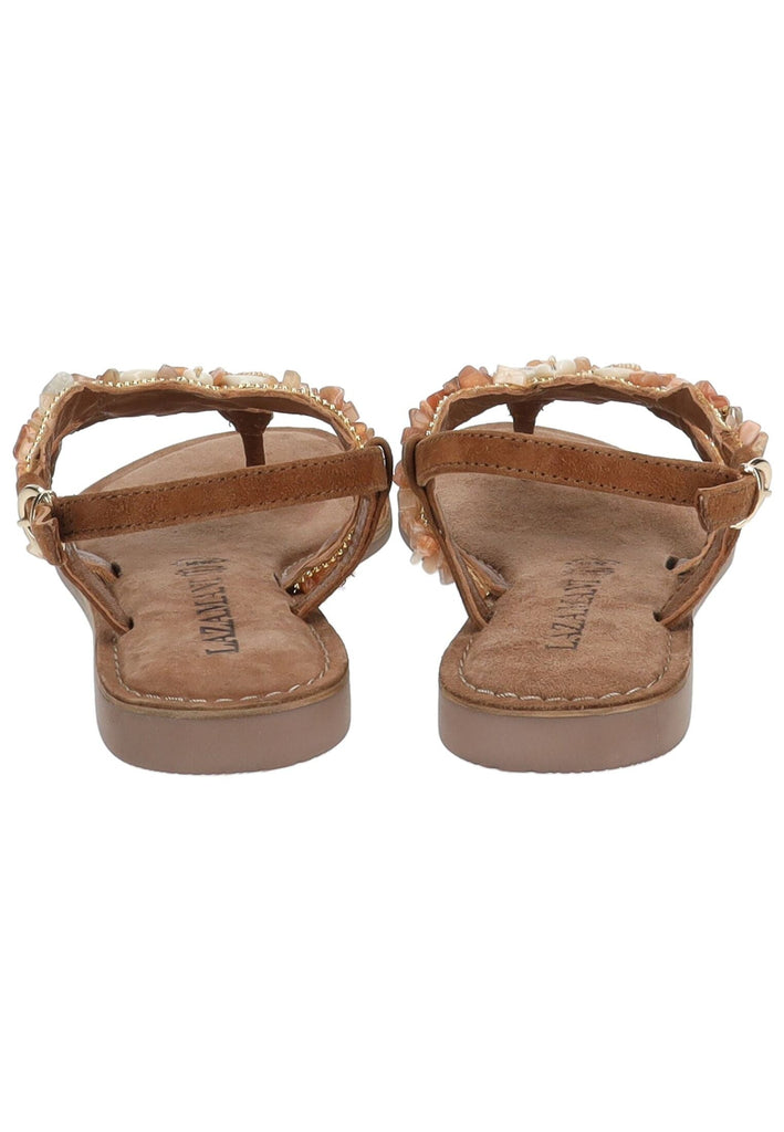 Lazamani Zehensteg Veloursleder/Textil Tan