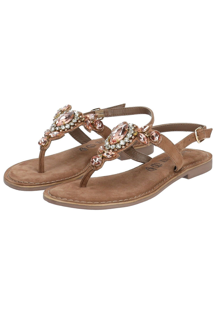 Lazamani Zehensteg Veloursleder/Textil Taupe