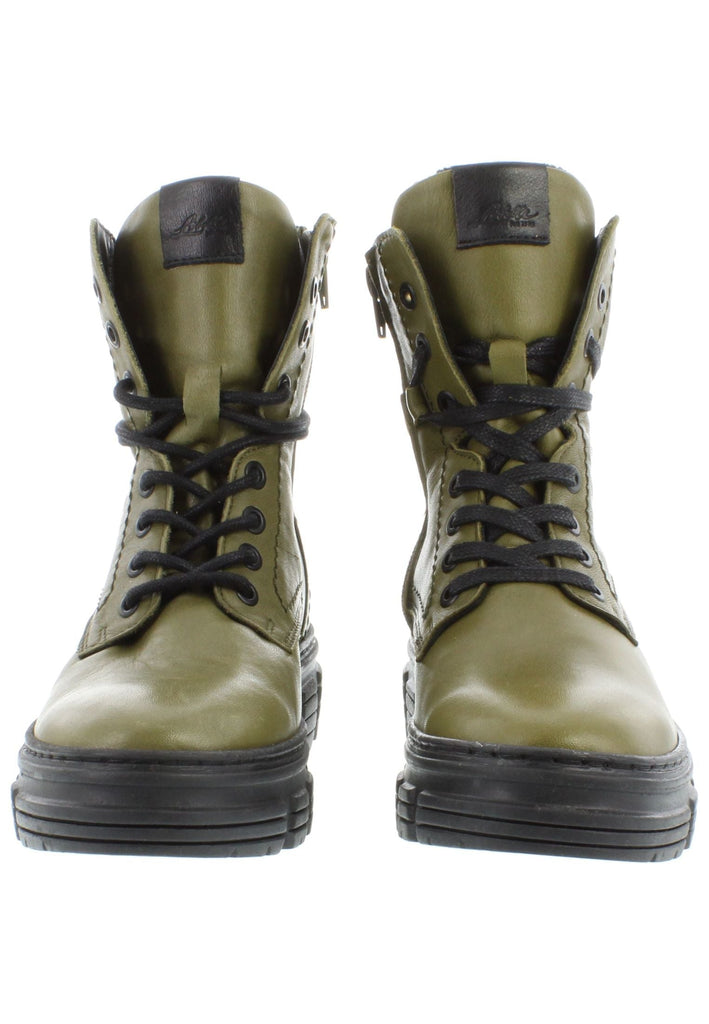 Libelle Stiefelette Nappaleder Olive Warmfutter