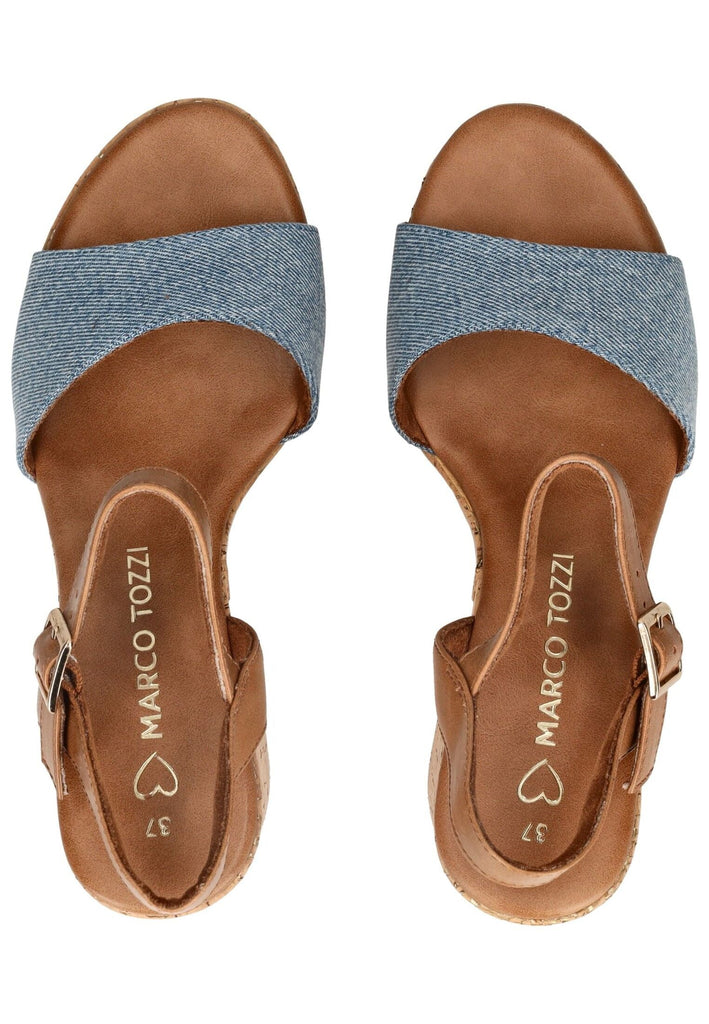 Marco Tozzi Sandalen Lederimitat/Textil Beige/Blau