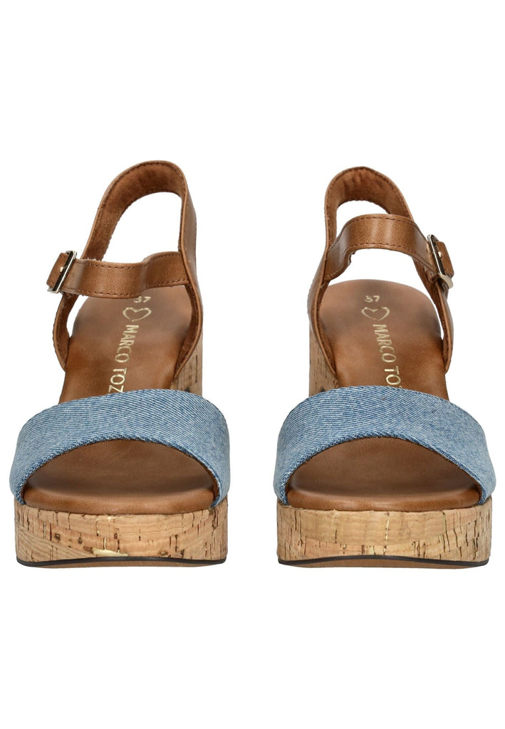 Marco Tozzi Sandalen Lederimitat/Textil Beige/Blau