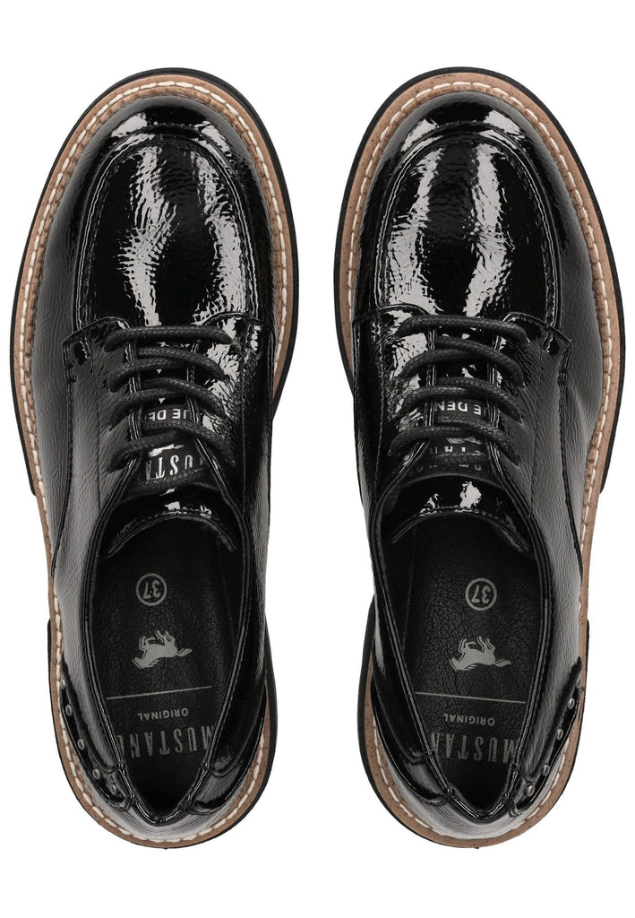 Mustang Halbschuhe Lederimitat Schwarz Lack