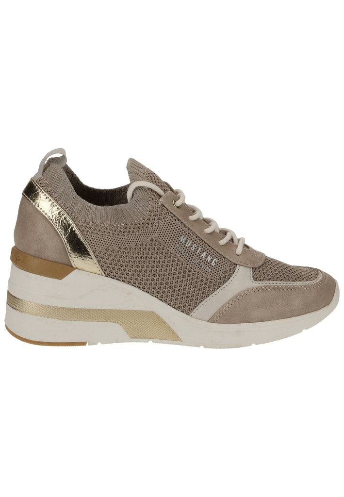 Mustang Halbschuhe Lederimitat/Textil Beige