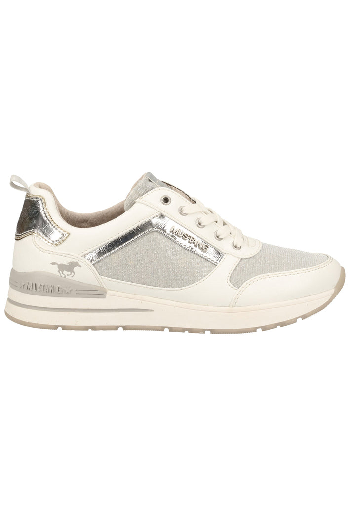 Mustang Halbschuhe Lederimitat/Textil Weiß/Silber