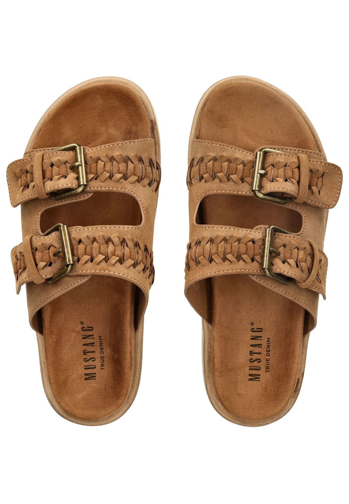 Mustang Pantoletten Lederimitat/Textil Hellbraun
