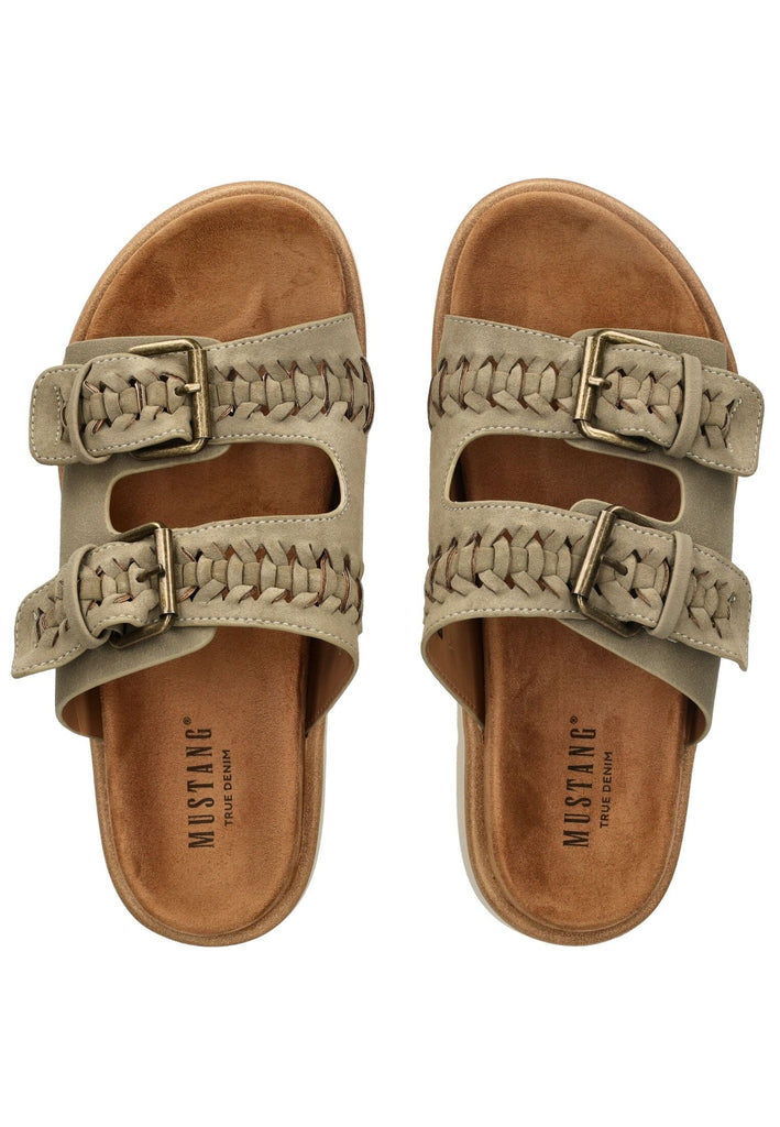 Mustang Pantoletten Lederimitat/Textil Khaki