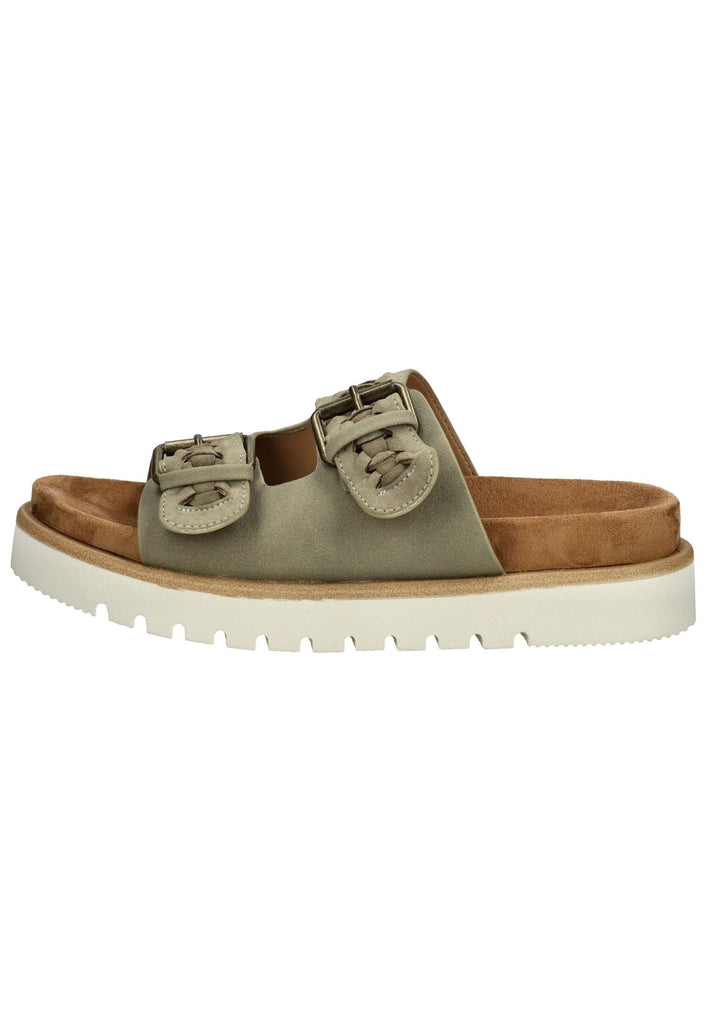 Pantoletten Mustang Pantoletten Lederimitat/Textil Khaki