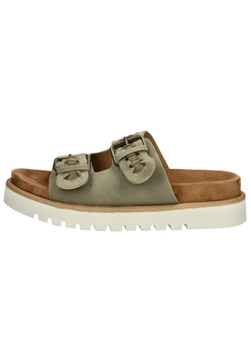 Pantoletten Mustang Pantoletten Lederimitat/Textil Khaki