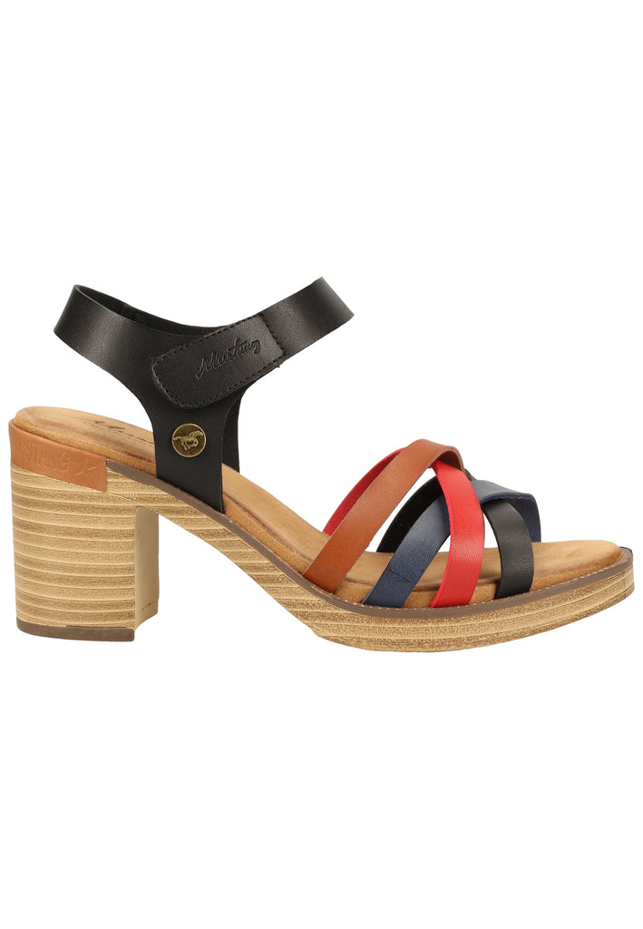Mustang Sandalen Lederimitat Schwarz Multi