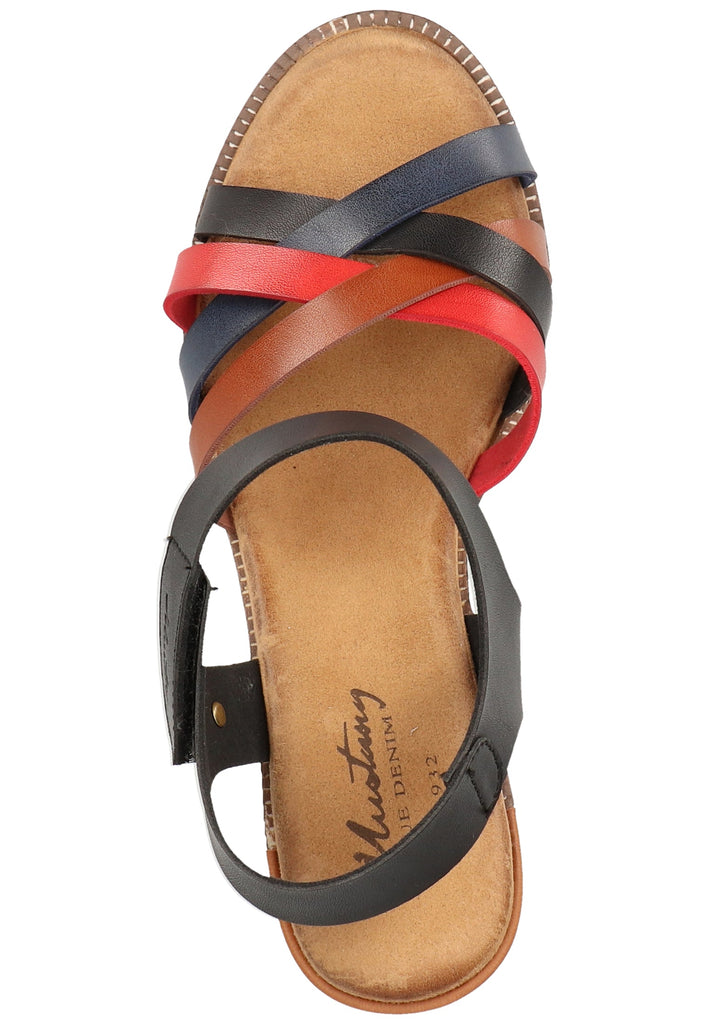 Mustang Sandalen Lederimitat Schwarz Multi