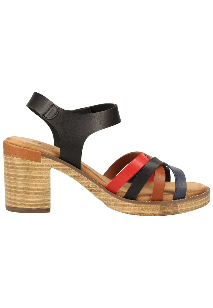 Mustang Sandalen Lederimitat Schwarz Multi