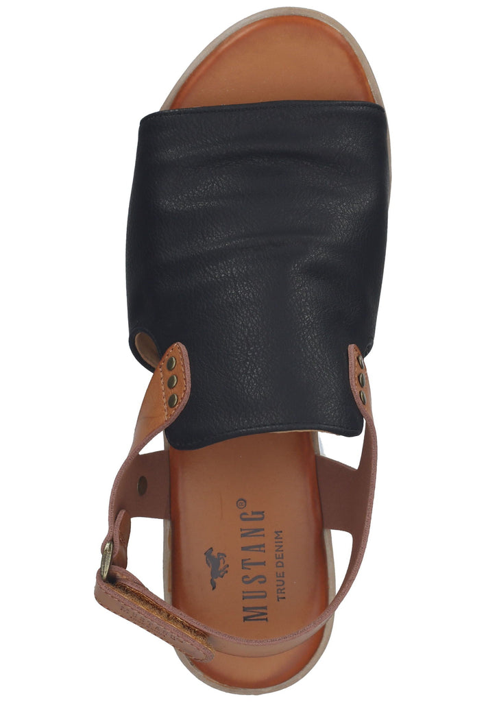 Mustang Sandalen Lederimitat/Textil Schwarz/Braun