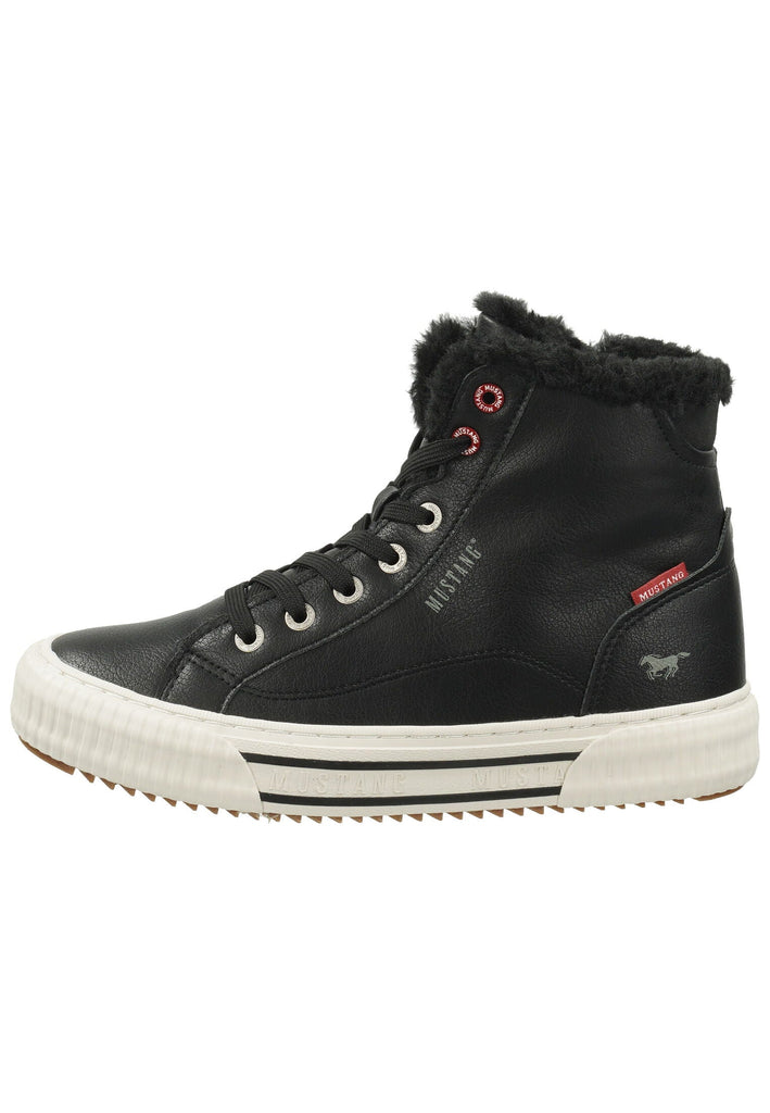 Mustang Sneaker Lederimitat Schwarz Warmfutter