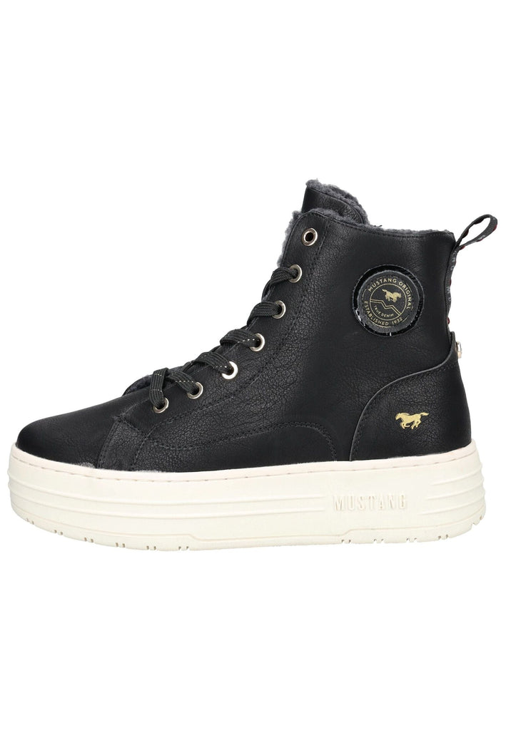 Mustang Sneaker Lederimitat Schwarz Warmfutter