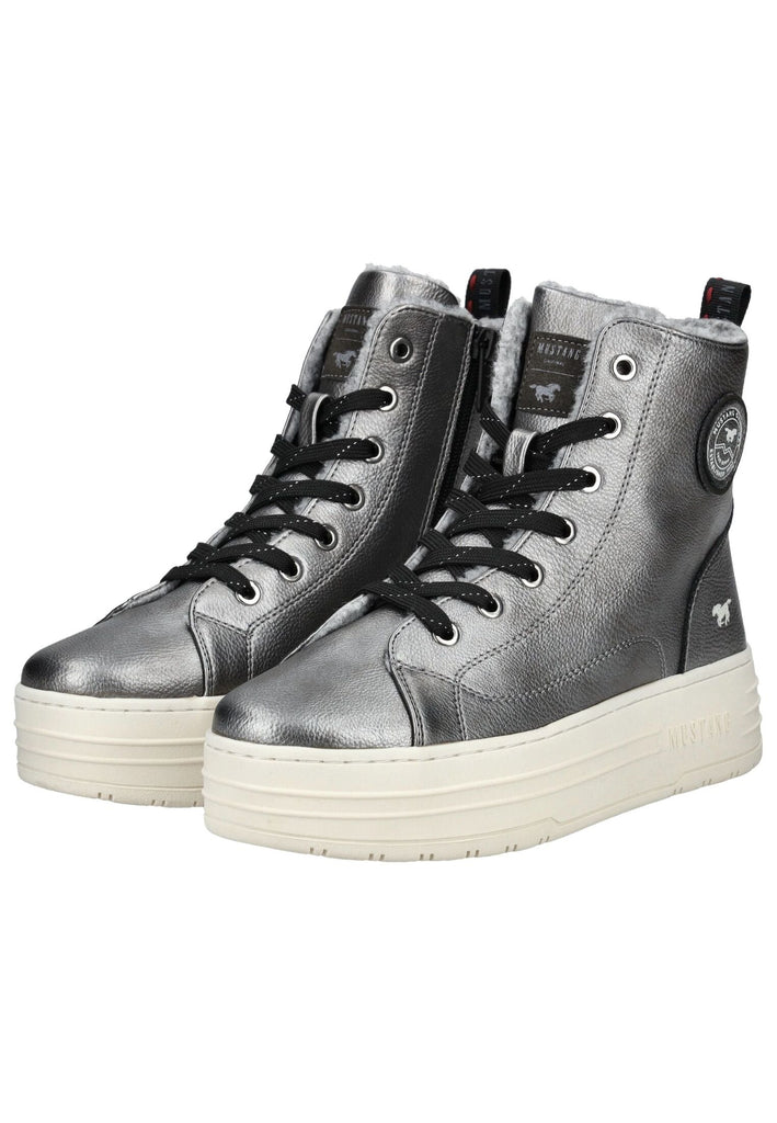 Mustang Sneaker Lederimitat Silber Warmfutter