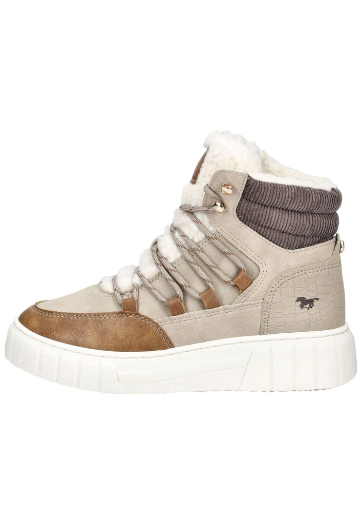 Mustang Sneaker Lederimitat/Textil Taupe Warmfutter