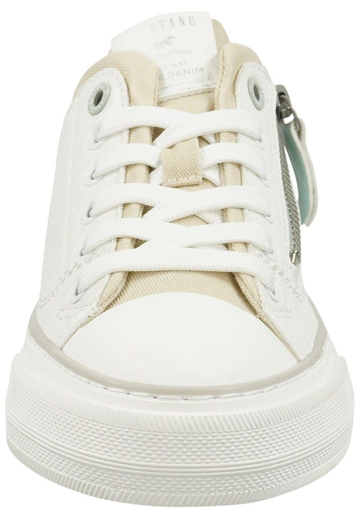 Mustang Sneaker Lederimitat/Textil Weiß/Beige