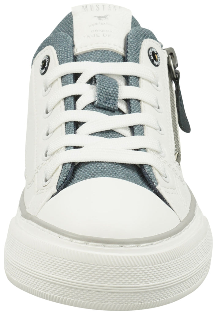 Mustang Sneaker Lederimitat/Textil Weiß/Blau