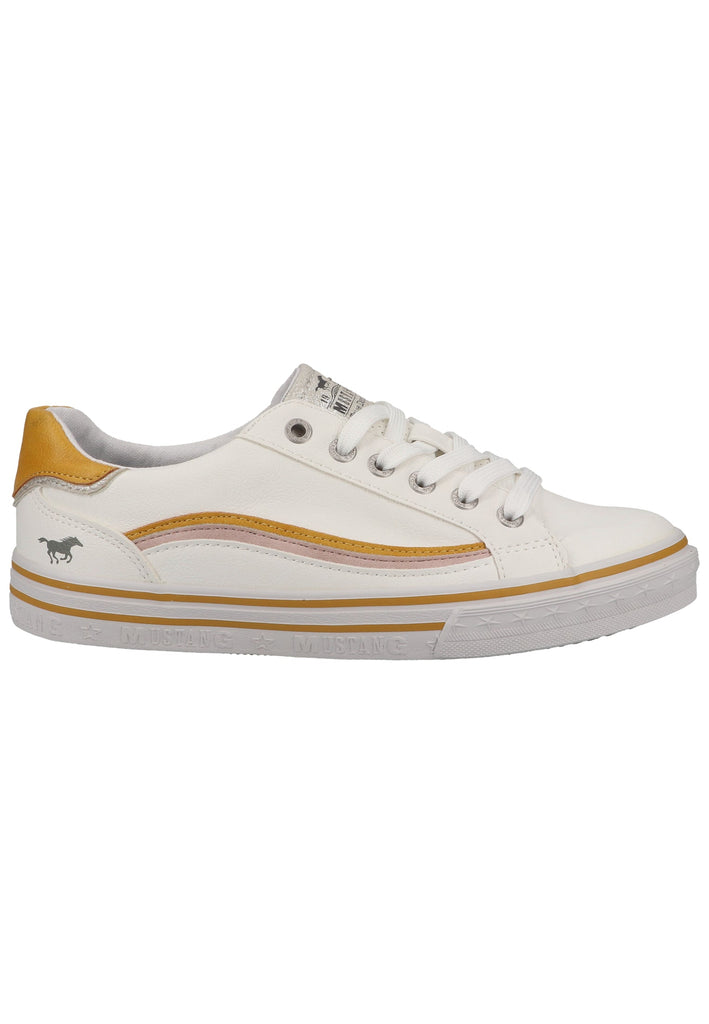 Mustang Sneaker Lederimitat Weiß/Gelb