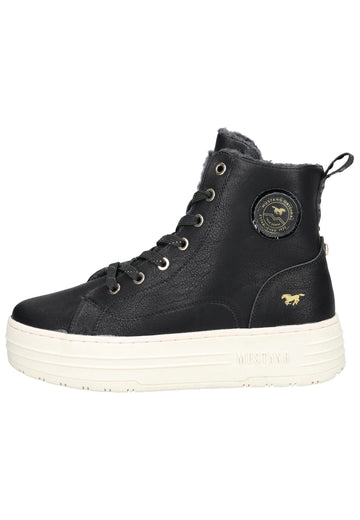 Sneaker Mustang Sneaker Lederimitat Schwarz Warmfutter