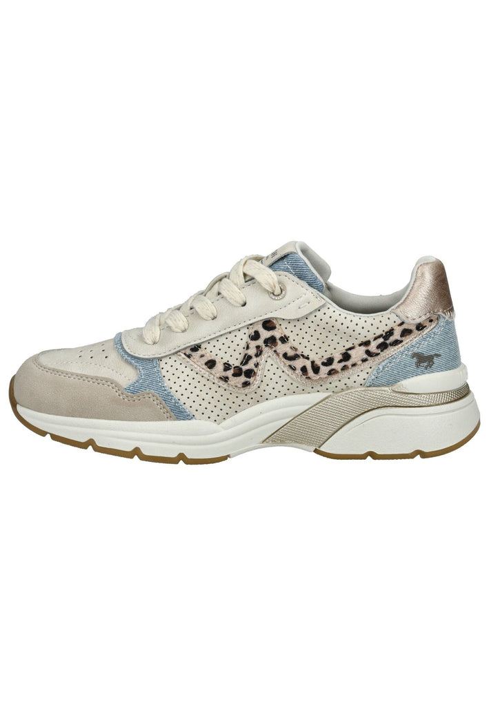 Sneaker Mustang Sneaker Lederimitat/Textil Beige/Blau