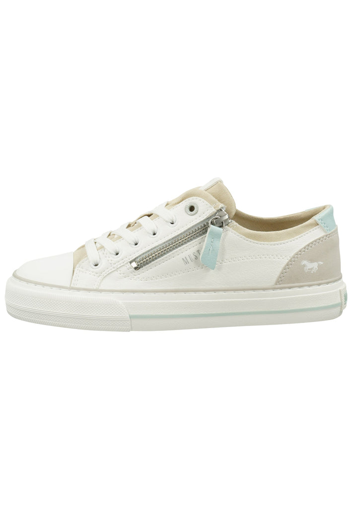 Sneaker Mustang Sneaker Lederimitat/Textil Weiß/Beige