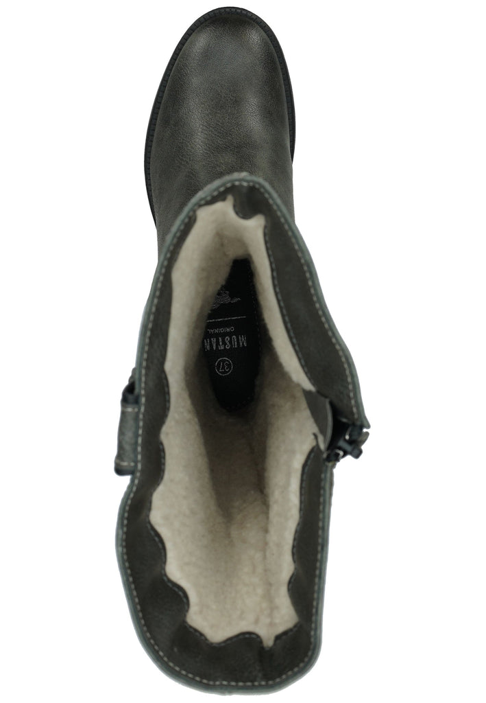 Mustang Stiefel Lederimitat Dunkelgrau Warmfutter
