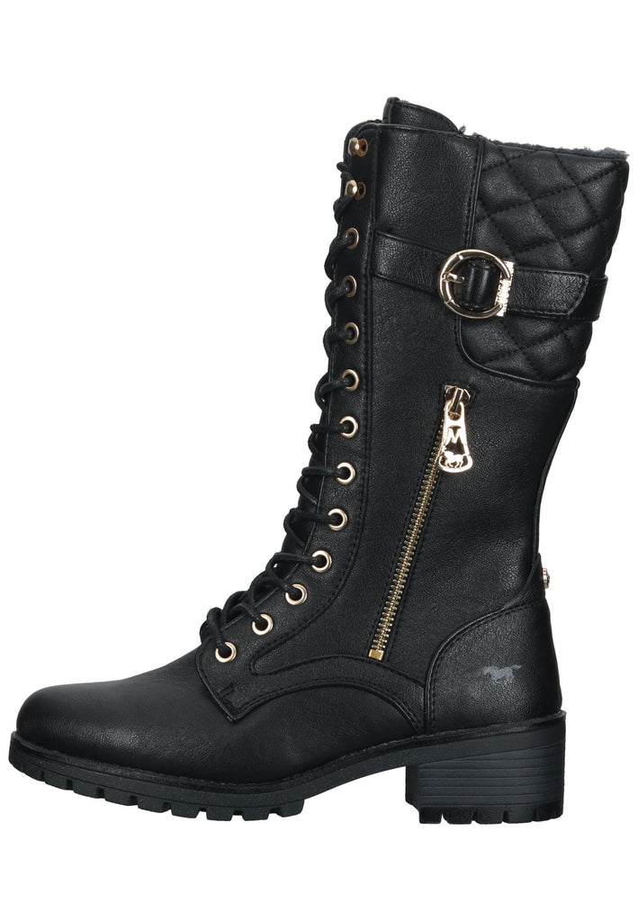 Mustang Stiefel Lederimitat Schwarz Warmfutter