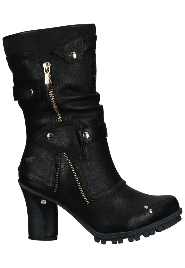 Mustang Stiefel Lederimitat Schwarz Warmfutter