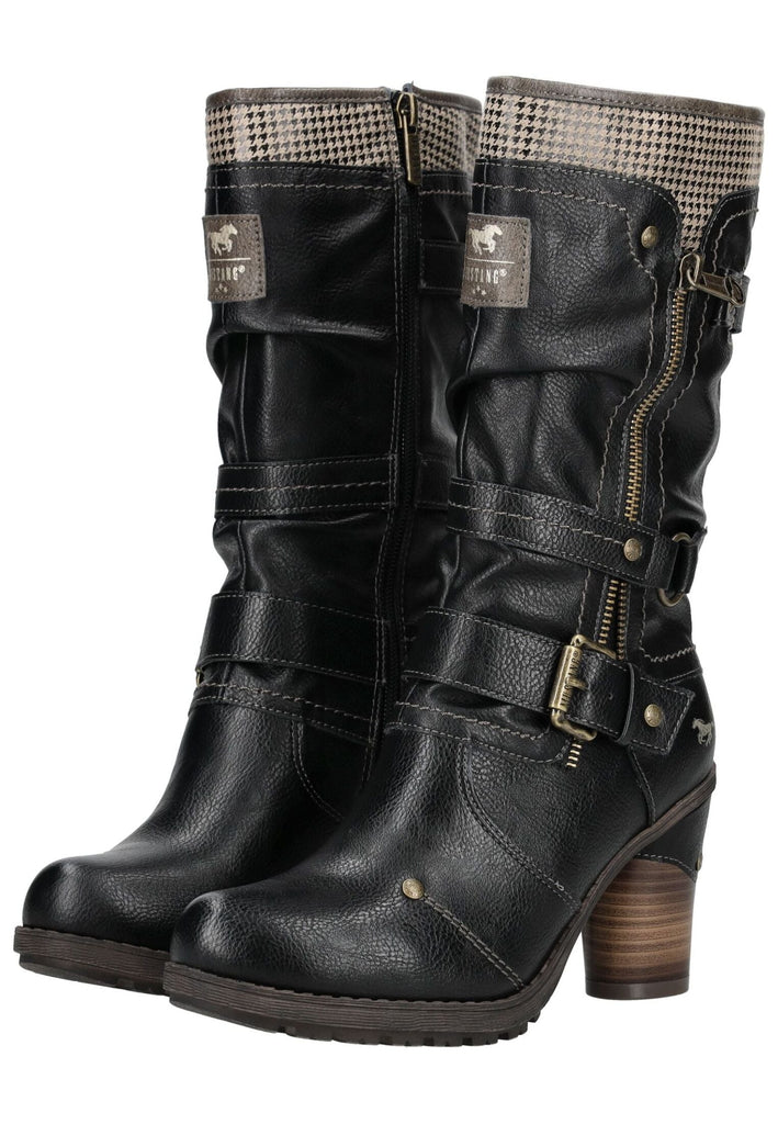 Mustang Stiefel Lederimitat Schwarz Warmfutter