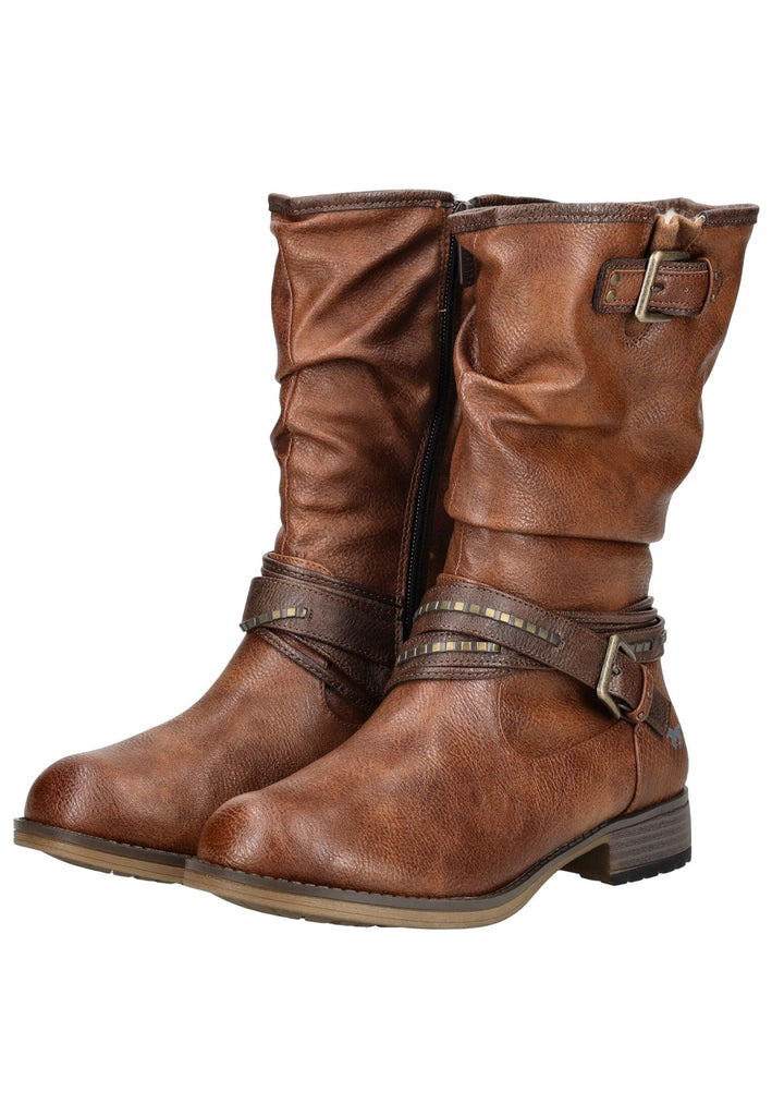 Mustang Stiefel Lederimitat/Textil Cognac