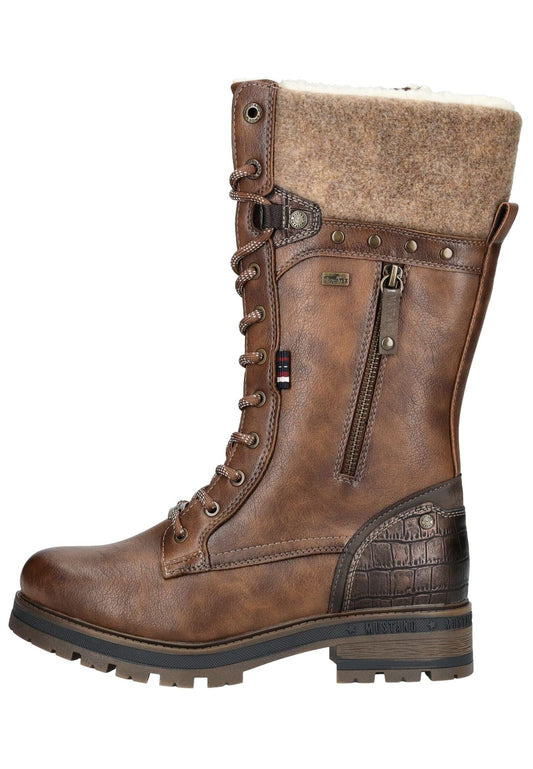 Mustang Stiefel Lederimitat/Textil Dunkelbraun Warmfutter