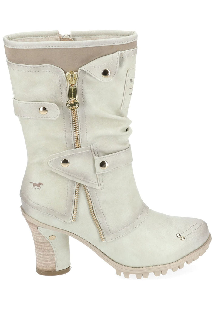 Mustang Stiefel Lederimitat Weiß/Gold Warmfutter