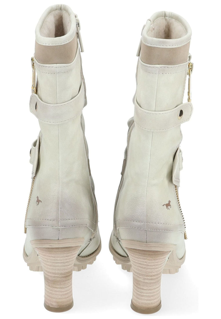 Mustang Stiefel Lederimitat Weiß/Gold Warmfutter