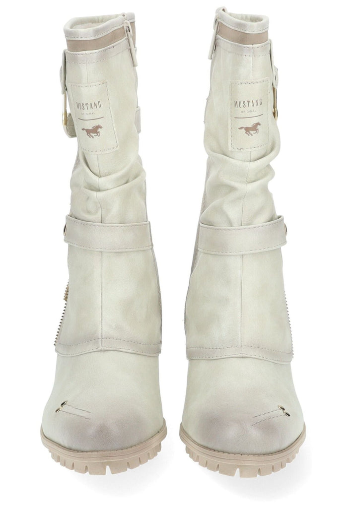 Mustang Stiefel Lederimitat Weiß/Gold Warmfutter