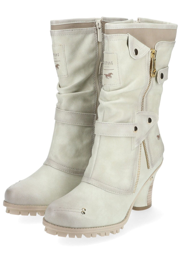 Mustang Stiefel Lederimitat Weiß/Gold Warmfutter
