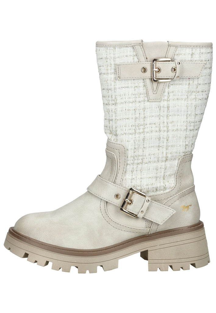 Stiefel Mustang Stiefel Lederimitat/Textil Ivory Warmfutter
