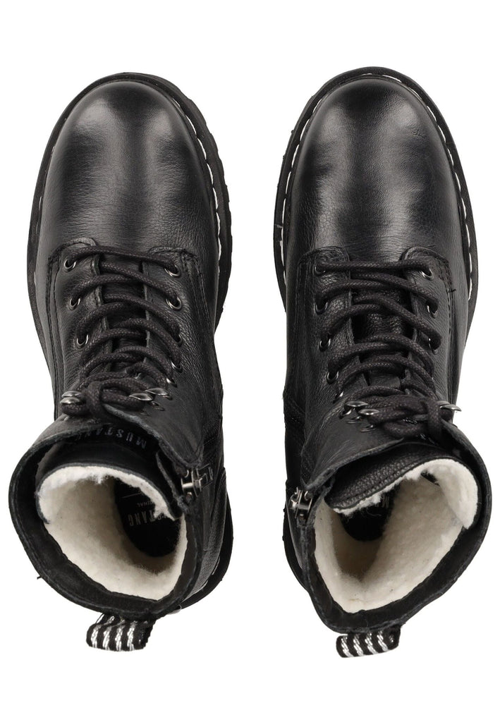 Mustang Stiefelette Leder Schwarz Warmfutter