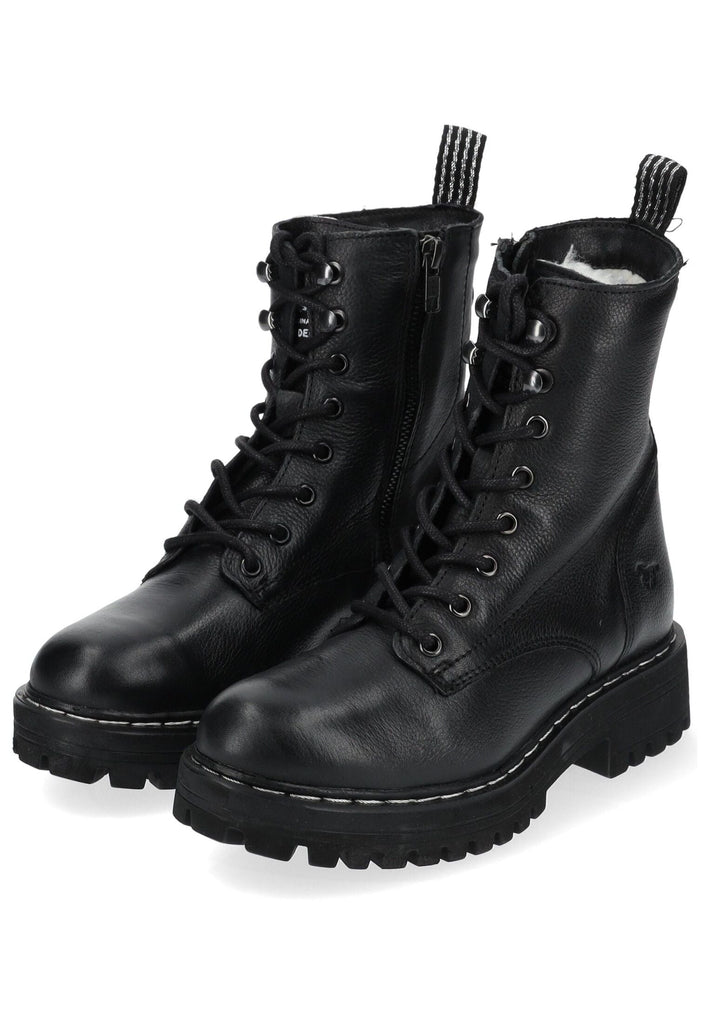 Mustang Stiefelette Leder Schwarz Warmfutter