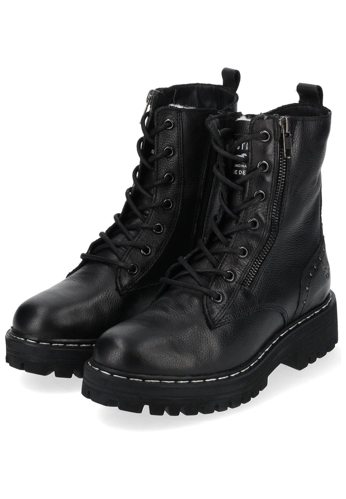 Mustang Stiefelette Leder Schwarz Warmfutter