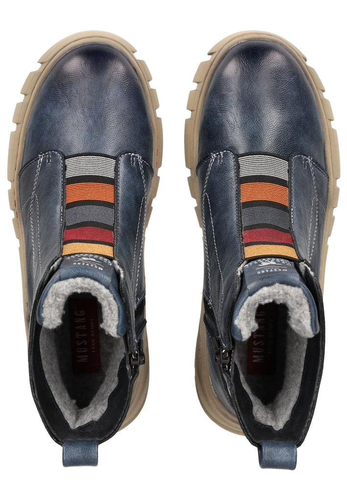 Mustang Stiefelette Lederimitat Blau Warmfutter