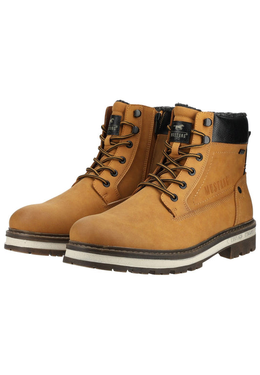 Mustang Stiefelette Lederimitat Camel Warmfutter