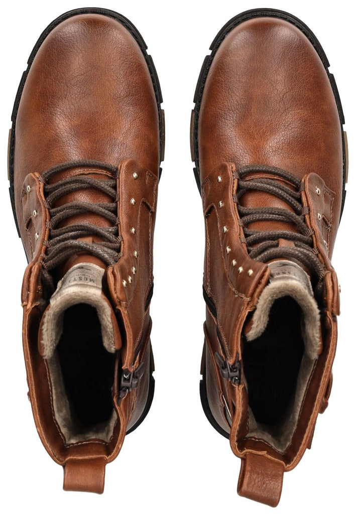 Mustang Stiefelette Lederimitat Cognac Warmfutter