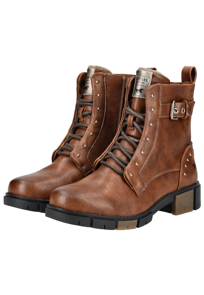 Mustang Stiefelette Lederimitat Cognac Warmfutter
