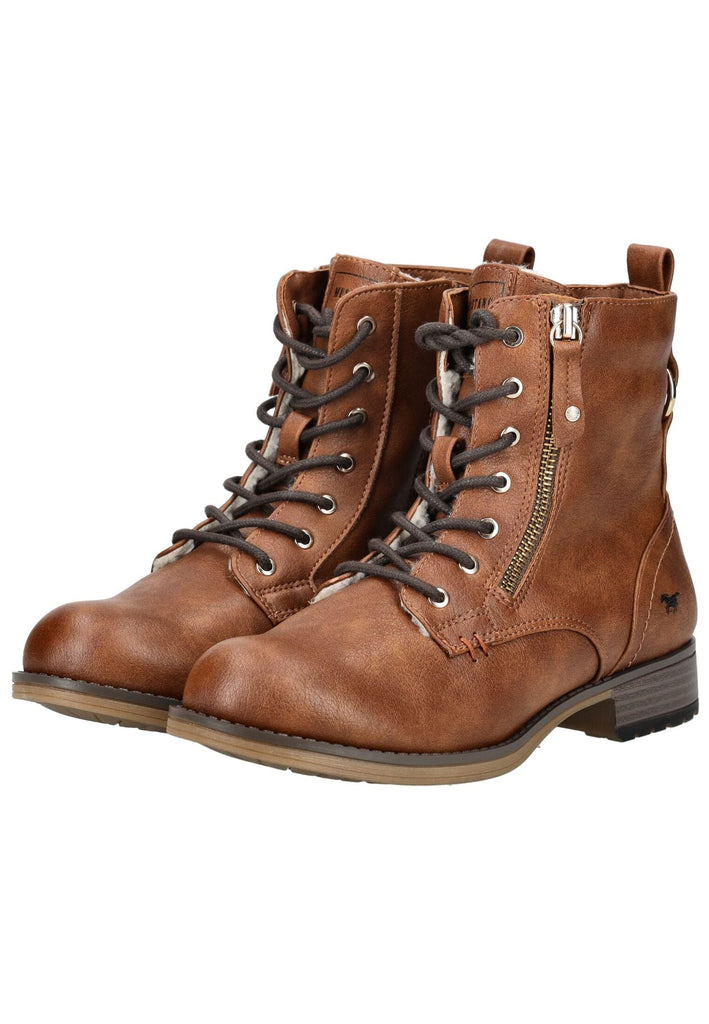 Mustang Stiefelette Lederimitat Cognac Warmfutter