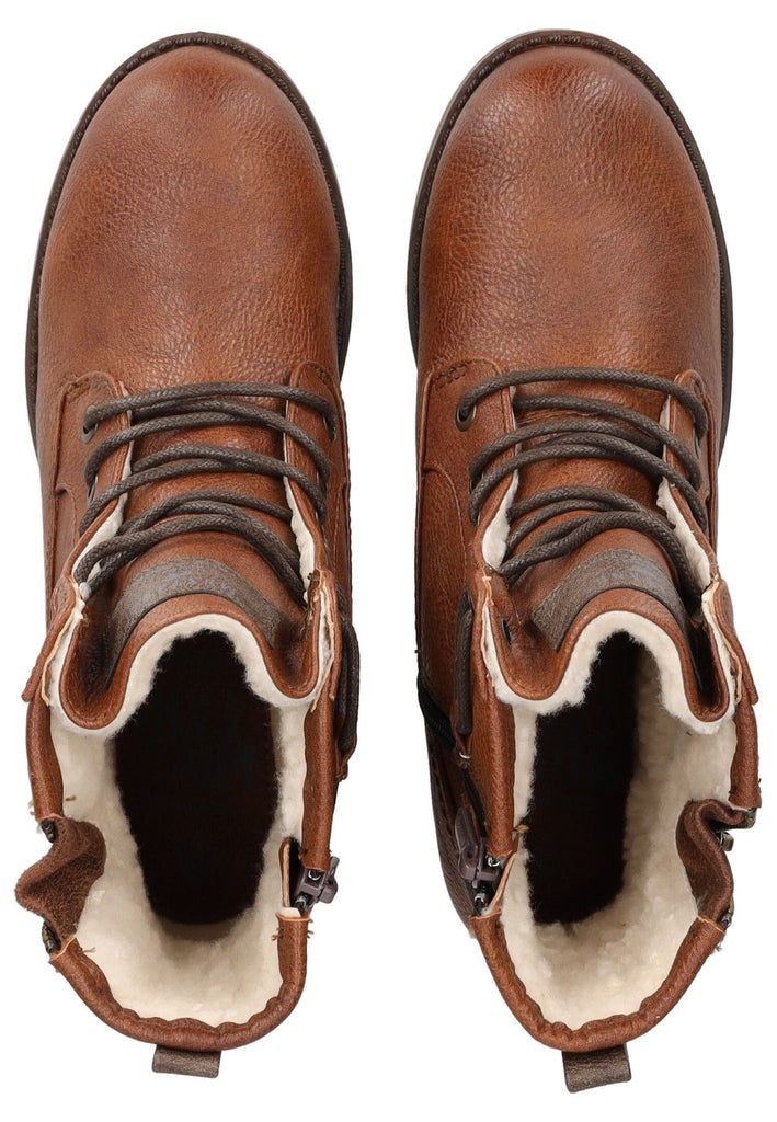 Mustang Stiefelette Lederimitat Cognac Warmfutter