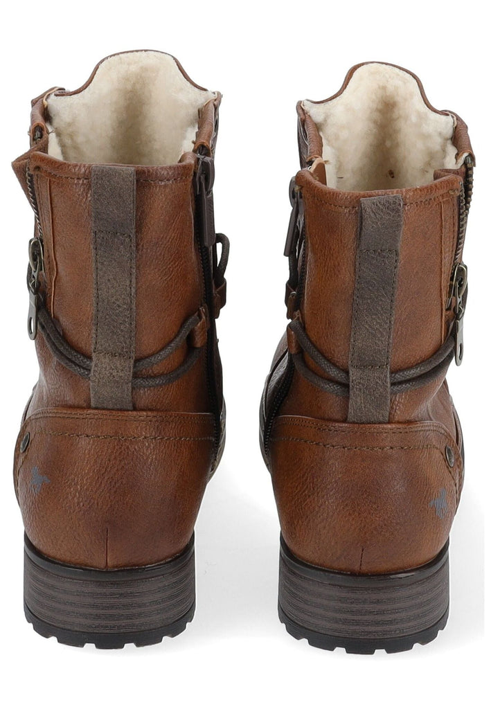 Mustang Stiefelette Lederimitat Cognac Warmfutter