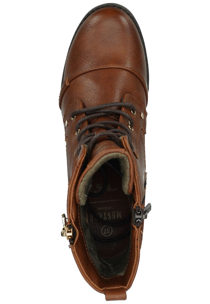Mustang Stiefelette Lederimitat Cognac Warmfutter
